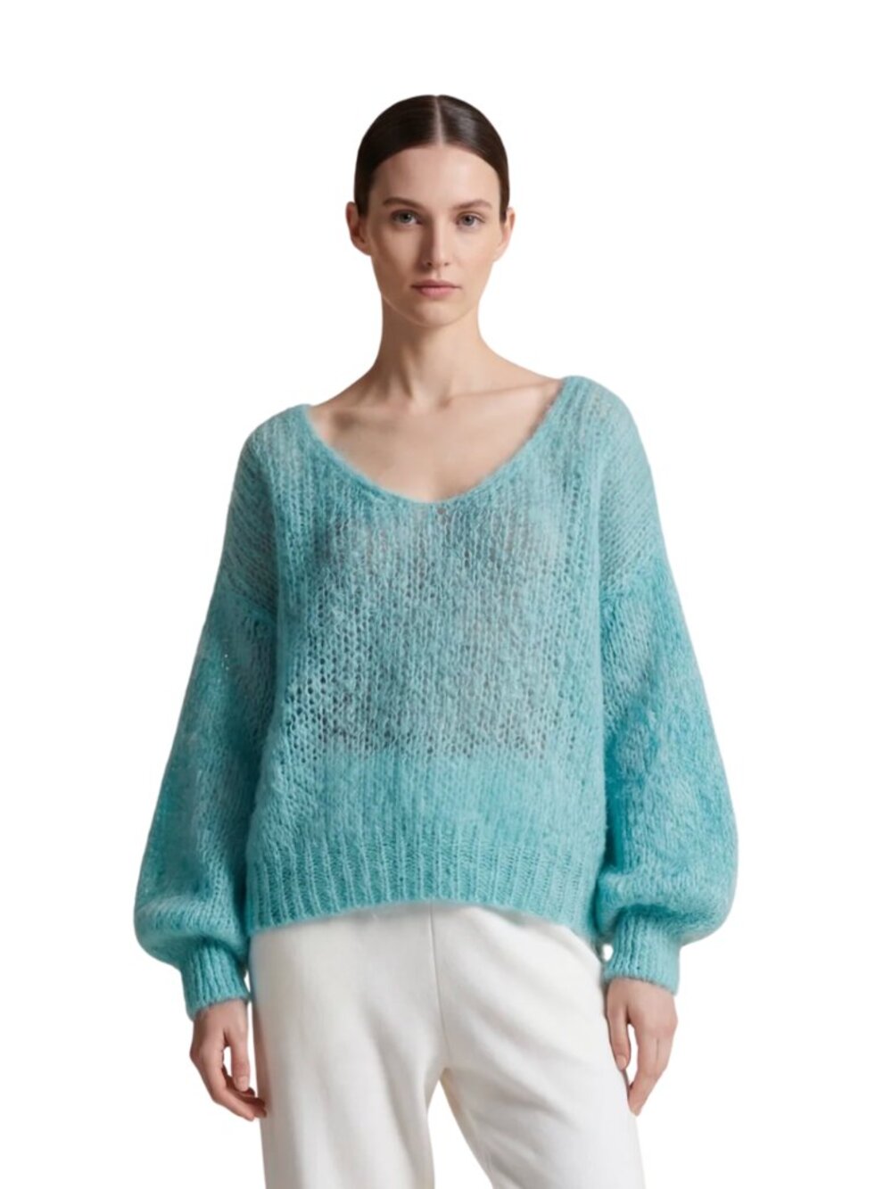 Americandreams Milana LS Mohair Knit Seafoam Green Sweater Size S NWT